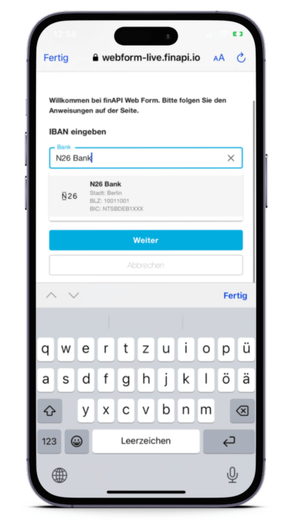 Bankauswahl Mockup